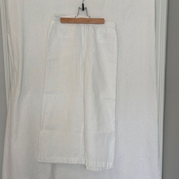 Eileen Fisher Pants - Eileen Fisher White Women’s Cropped Wide-Leg Linen Pants